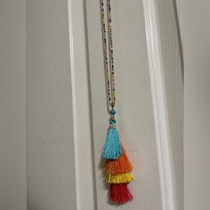 Multi color beaded necklace with tassle